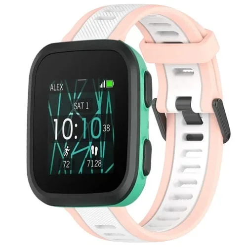 Correa de Reloj Silicona Texturizada Garmin Bounce 20mm (Blanco + Rosa)