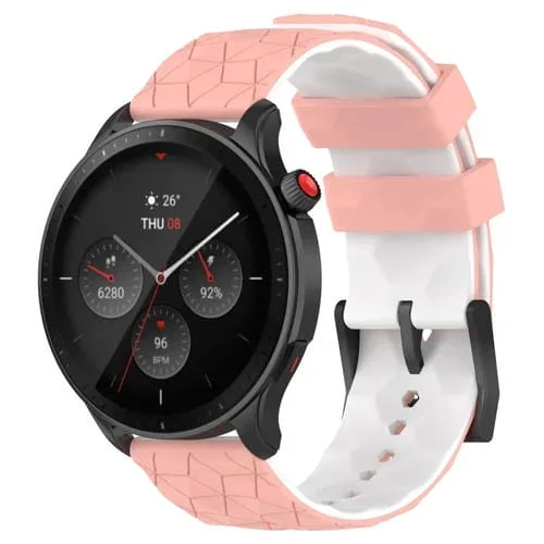 Correa de Reloj Silicona Universal 22mm Dos Colores Patrón Fútbol (Rosa + Blanco)