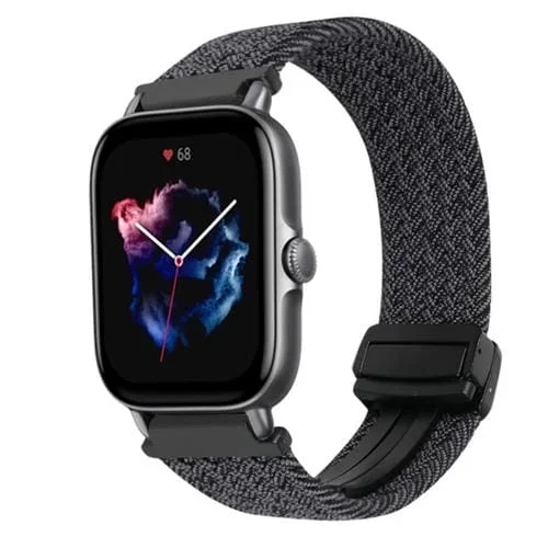 Correa de Reloj Trenzada 20mm con Hebilla Magnética para Amazfit GTS 3 (Negro Grafito)