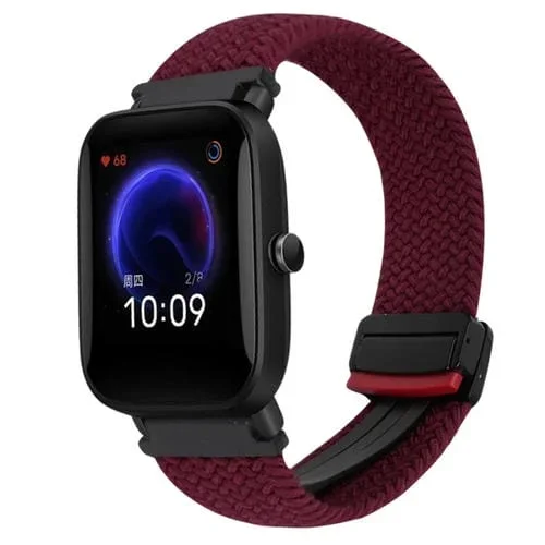 Correa de Reloj Trenzada Amazfit Pop 20mm Hebilla Magnética (Rojo Vino)