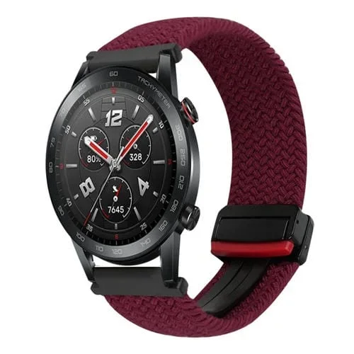 Correa de Reloj Trenzada con Hebilla Magnética 22mm para Honor Watch GS 3I (Negra y Roja)