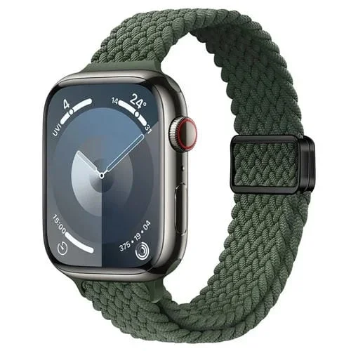 Correa de Reloj Trenzada de Nailon con Hebilla Magnética para Apple Watch Series 3 de 38mm (Verde Oliva Oscuro)