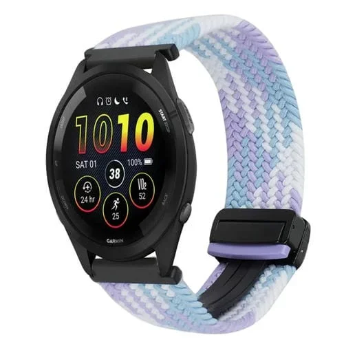 Correa de Reloj Trenzada Garmin Forerunner 265 Music 22mm con Hebilla Magnética (Violeta)