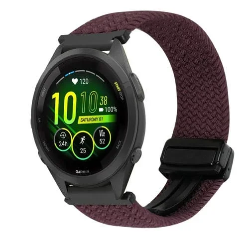 Correa de Reloj Trenzada Garmin Forerunner 265S 18mm con Hebilla Magnética (Cereza)