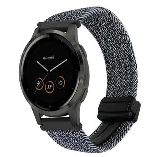 Correa de Reloj Trenzada Garmin Vivoactive 4S 18mm Hebilla Magnética (Gris Metalizado)