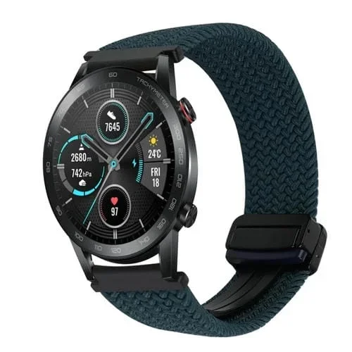 Correa de Reloj Trenzada Honor Magic Watch 2 42mm 20mm con Hebilla Magnética (Verde Bosque)