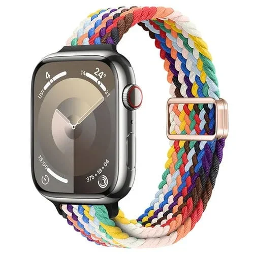 Correa de Reloj Trenzada Nailon con Hebilla Magnética para Apple Watch SE 2023 44mm (Arcoíris)