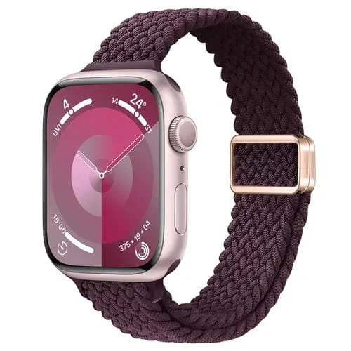 Correa de Reloj Trenzada Nailon con Hebilla Magnética para Apple Watch SE 44mm (Cereza Carmesí)