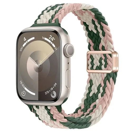 Correa de Reloj Trenzada Nailon con Hebilla Magnética para Apple Watch Series 5 44mm (Estrella Rosada)