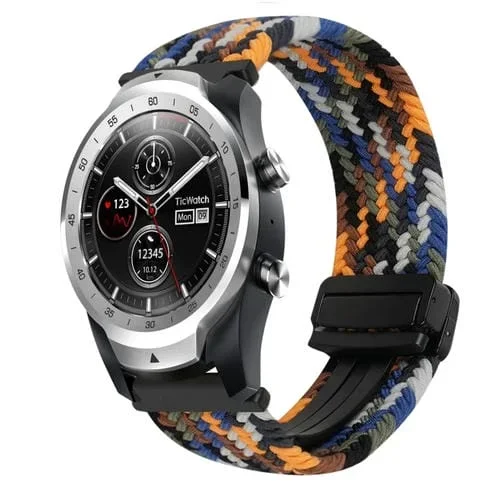 Correa de Reloj Trenzada Ticwatch Pro 2020 22mm Hebilla Magnética (Naranja Denim)