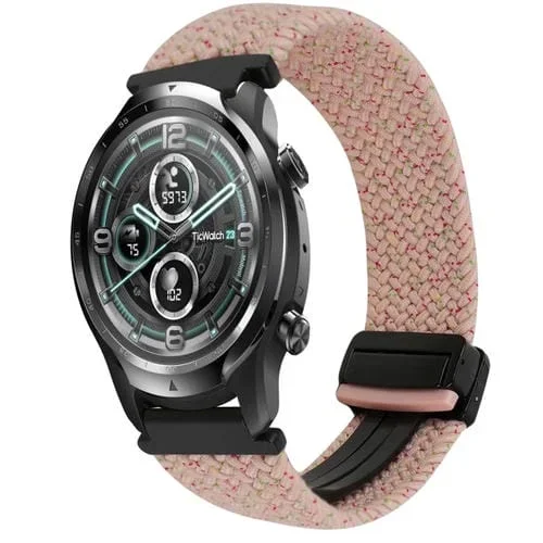Correa de Reloj Trenzada Ticwatch Pro 2021 Hebilla Magnética 22mm (Rosa)