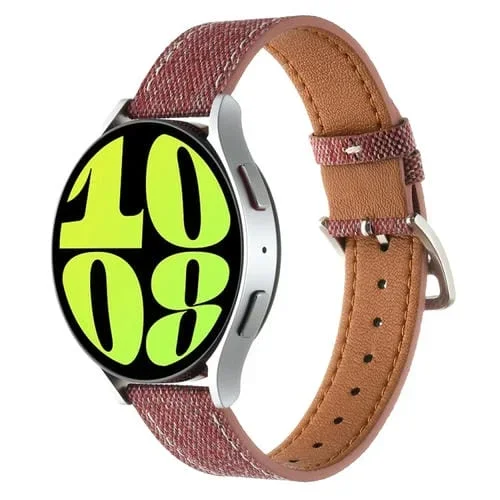 Correa de Reloj Universal con Hebilla de Cuero Vaquero de 20mm (Rojo)