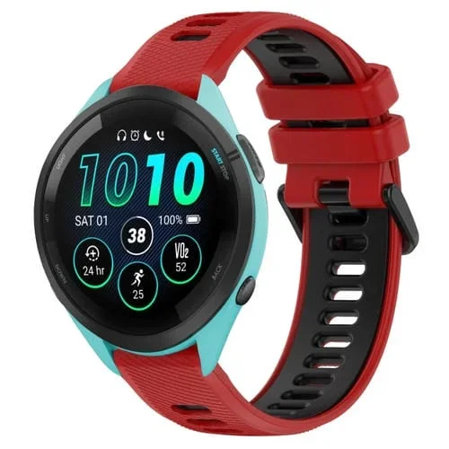 Correa de Silicona 22mm para Garmin Forerunner 265 Sports (Rojo + Negro)
