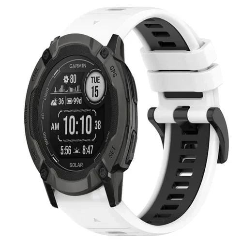 Correa de Silicona 26mm para Garmin Instinct 2X Solar Sports (Blanco + Negro)
