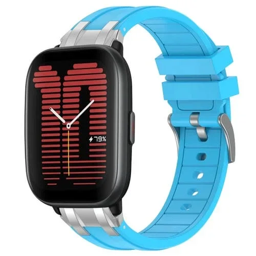 Correa de Silicona Amazfit Active 20mm con Hebilla Plateada y Liberación Rápida (Azul Cielo)