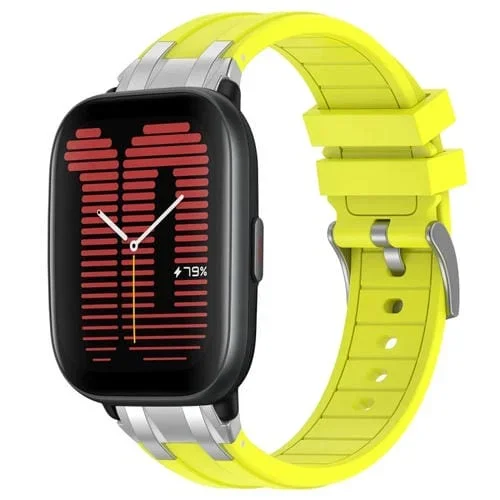 Correa de Silicona Amazfit Active 20mm Hebilla Plateada Liberación Rápida (Amarillo)
