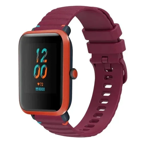 Correa de Silicona Amazfit Bip 20mm con Puntadas Onduladas y Puntos (Rojo Vino)