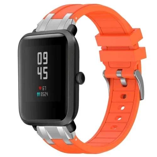 Correa de Silicona Amazfit Bip 5 22mm con Hebilla Plateada (Naranja)
