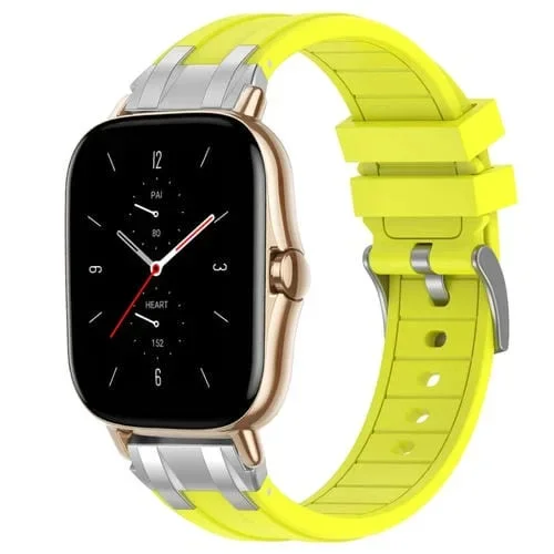 Correa de Silicona Amazfit GTS 2 20mm con Hebilla Plateada y Liberación Rápida (Amarillo Vital)