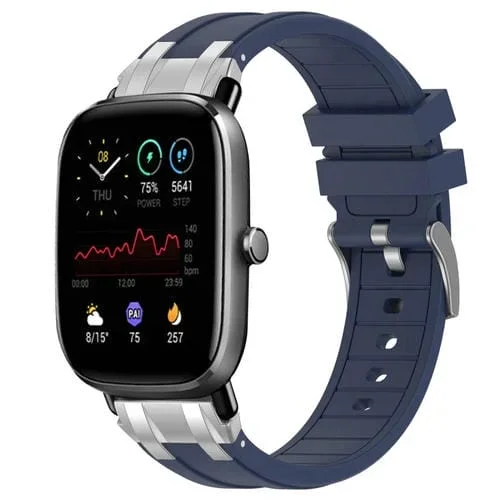 Correa de Silicona Amazfit GTS 2 Mini 20mm con Hebilla Plateada (Azul Marino)