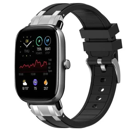 Correa de Silicona Amazfit GTS 2 Mini con Hebilla Plateada Liberación Rápida 20mm (Negra)