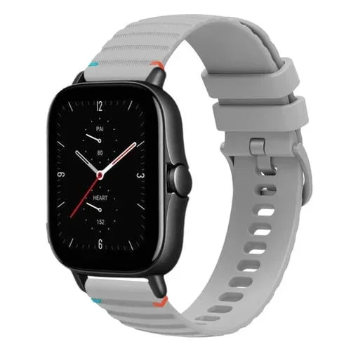 Correa de Silicona Amazfit GTS 2E 20mm con Puntadas Onduladas y Puntos (Gris)