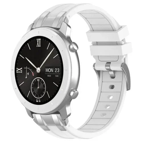 Correa de Silicona Amazfit Pop 20mm con Hebilla Plateada y Liberación Rápida (Blanca)