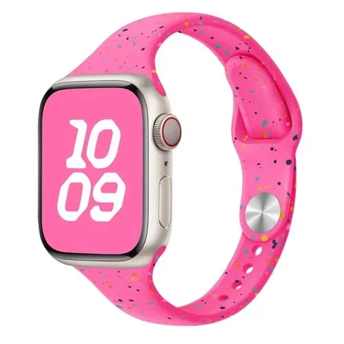 Correa de Silicona Apple Watch Series 4 40mm Estilo Delgado Puntos de Colores (Rosa Barbie)