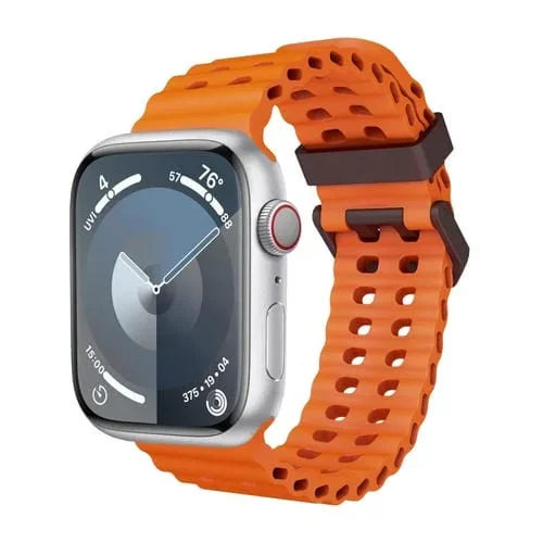 Correa de Silicona Apple Watch Series 7 45mm Dos Agujeros Océano (Naranja)