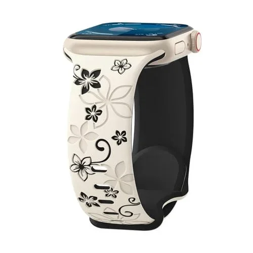 Correa de Silicona Bauhinia para Apple Watch Series 5 40mm con Relieve Dos Colores (Negro Starlight)