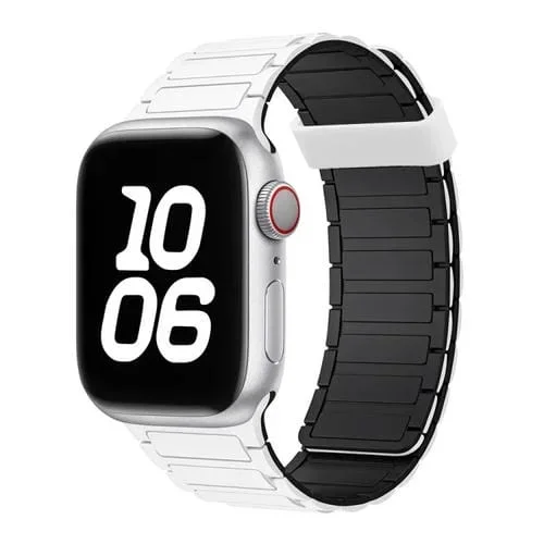 Correa de Silicona con Aro Magnético de Tres Cuentas para Apple Watch Series 5 de 40mm (Blanco y Negro)