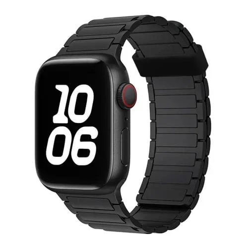Correa de Silicona con Aro Magnético de Tres Cuentas para Apple Watch Series 8 de 41mm (Negra)