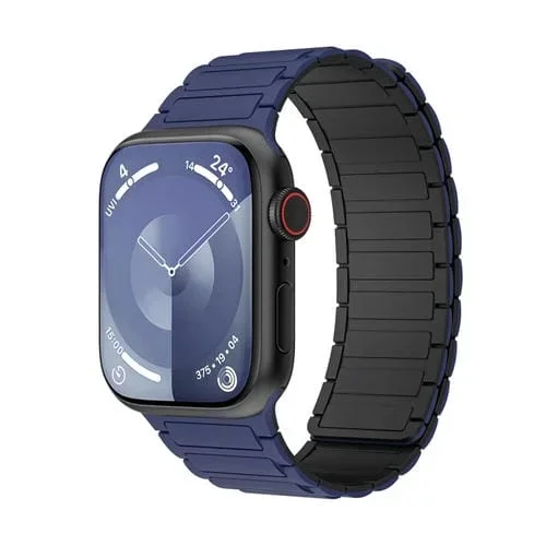 Correa de Silicona con Cierre Magnético para Apple Watch Series 7 de 45mm (Azul Oscuro y Negro)