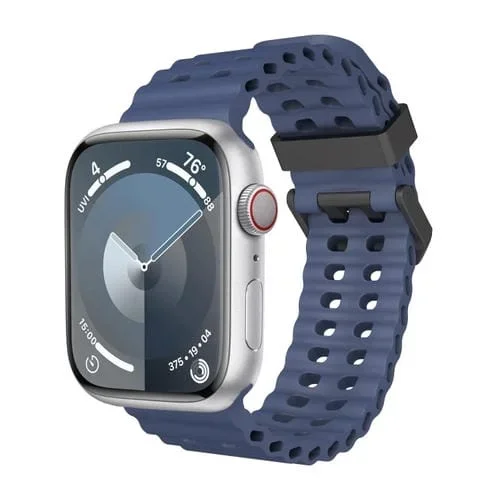 Correa de Silicona con Dos Agujeros En Forma de Océano para Apple Watch Se de 44mm (Azul Medianoche)