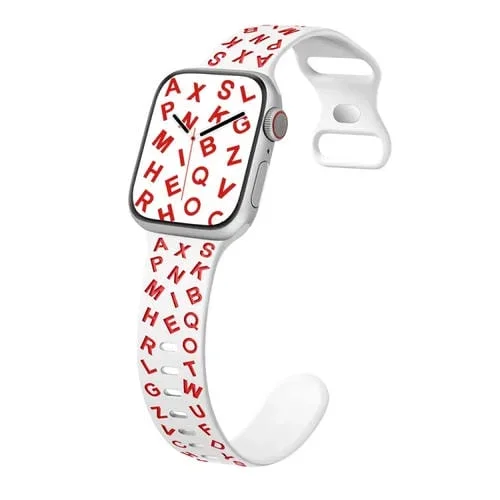 Correa de Silicona con Hebilla de Mariposa para Apple Watch Series 8 45mm (Blanco y Rojo)