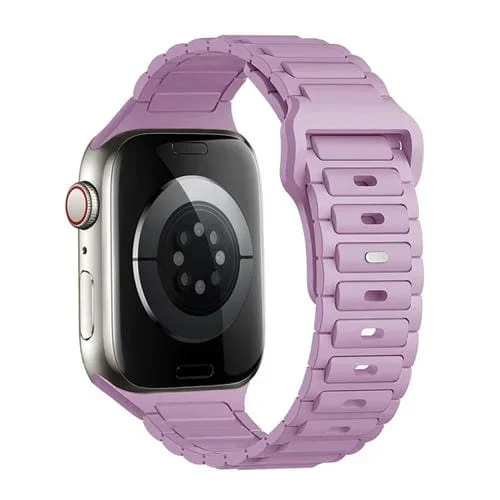 Correa de Silicona con Hebilla de Tres Cuentas para Apple Watch Se 44mm (Morado Claro)
