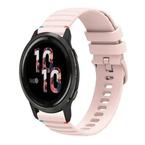 Correa de Silicona con Puntadas Onduladas y Puntos para Reloj Garmin Venu 2 22mm (Rosa)