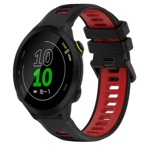 Correa de Silicona Deportiva 20mm para Garmin Forerunner 158 (Negro + Rojo)