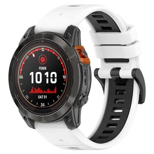 Correa de Silicona Deportiva 22mm para Garmin Fenix 7 (Blanco + Negro)