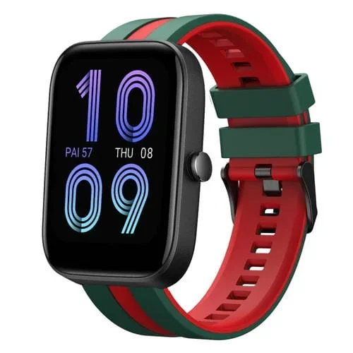 Correa de Silicona Deportiva para Amazfit Bip3 20mm (Verde + Rojo)