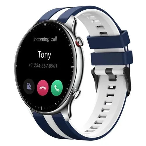 Correa de Silicona Deportiva para Amazfit GTR 2 22mm (Azul + Blanco)