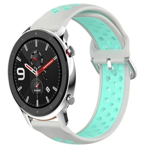 Correa de Silicona Deportiva para Amazfit GTR 4 Pro 22mm Transpirable Perforada (Gris + Pato de Agua)