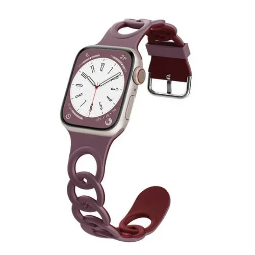 Correa de Silicona Donut Hollow para Apple Watch SE (2022) 40mm (Rojo Vino Morado Ahumado)