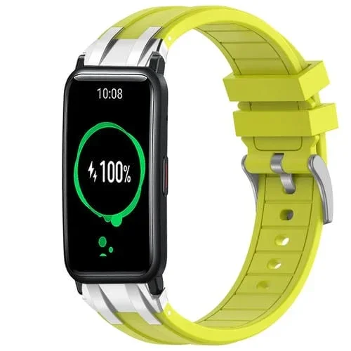 Correa de Silicona For Honor Watch ES 20mm Hebilla Plateada Liberación Rápida (Amarillo Vital)