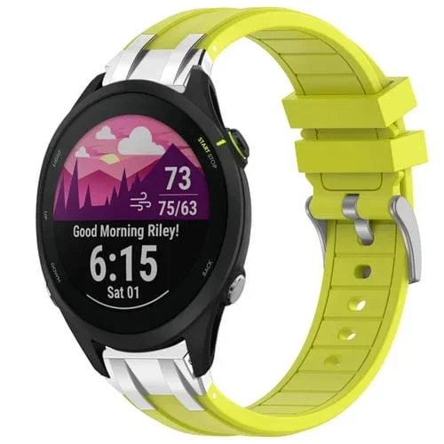 Correa de Silicona Garmin Forerunner 255 22mm con Hebilla Plateada (Amarillo Vital)