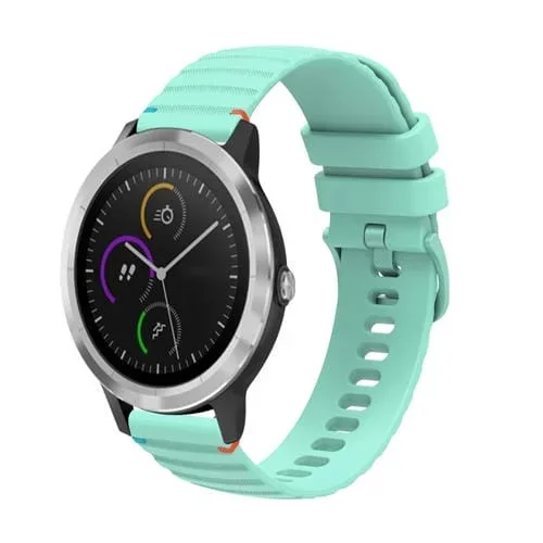 Correa de Silicona Garmin Vivoactive 3 20mm con Puntadas Onduladas (Verde Azulado)