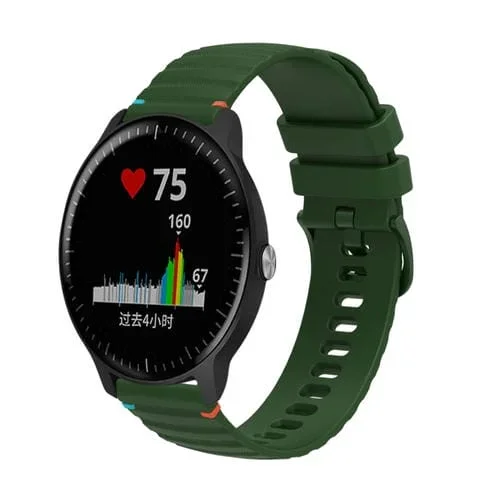 Correa de Silicona Garmin Vivoactive 3 Music 20mm con Costuras Onduladas (Verde Militar)