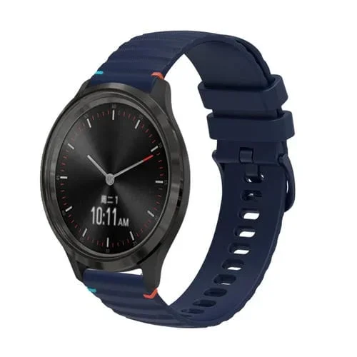 Correa de Silicona Garmin Vivomove 3 20mm con Puntadas Onduladas (Azul Marino)