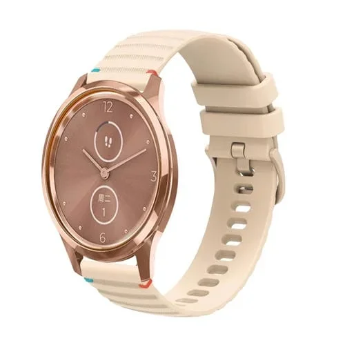 Correa de Silicona Garmin Vivomove Style 20mm con Puntadas Onduladas (Crema)
