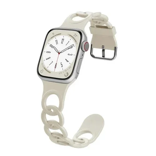 Correa de Silicona Hueca Donut para Apple Watch SE (2022) 44mm (Blanco Antiguo)